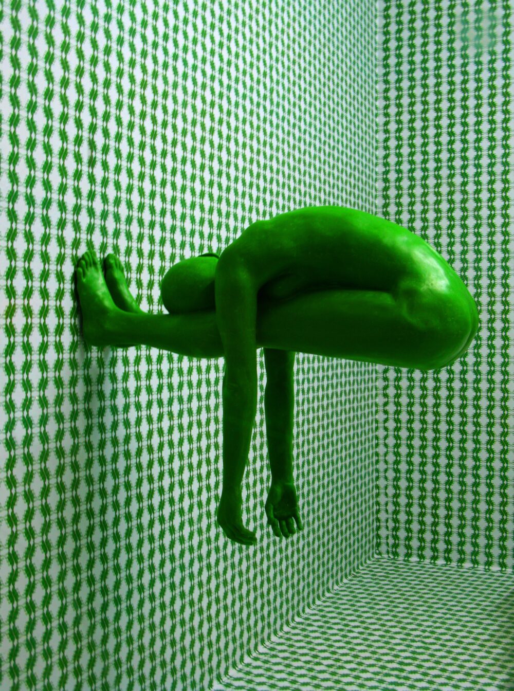 Topsy Turvy green man defying gravity